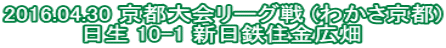 2016.04.30 京都大会リーグ戦 (わかさ京都) 日生 10-1 新日鉄住金広畑