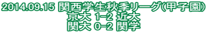 2014.09.15 関西学生秋季リーグ(甲子園) 京大 1-2 近大 関大 0-2 関学