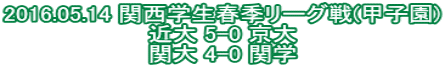 2016.05.14 関西学生春季リーグ戦(甲子園) 近大 5-0 京大 関大 4-0 関学