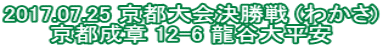 2017.07.25 京都大会決勝戦 (わかさ) 京都成章 12-6 龍谷大平安