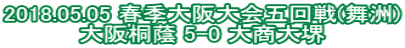 2018.05.05 春季大阪大会五回戦(舞洲) 大阪桐蔭 5-0 大商大堺