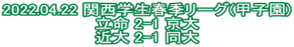 2022.04.22 関西学生春季リーグ(甲子園) 立命 2-1 京大 近大 2-1 同大