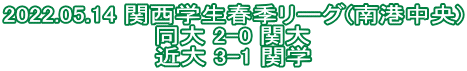 2022.05.14 関西学生春季リーグ(南港中央) 同大 2-0 関大  近大 3-1 関学 
