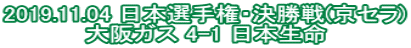 2019.11.04 日本選手権・決勝戦(京セラ) 大阪ガス 4-1 日本生命